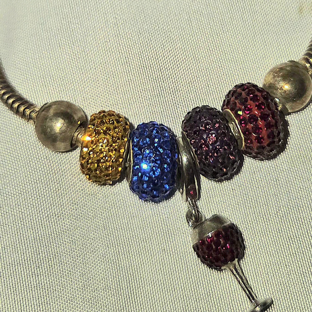 Zable Gold, Blue, and Red Beaded Bracelet